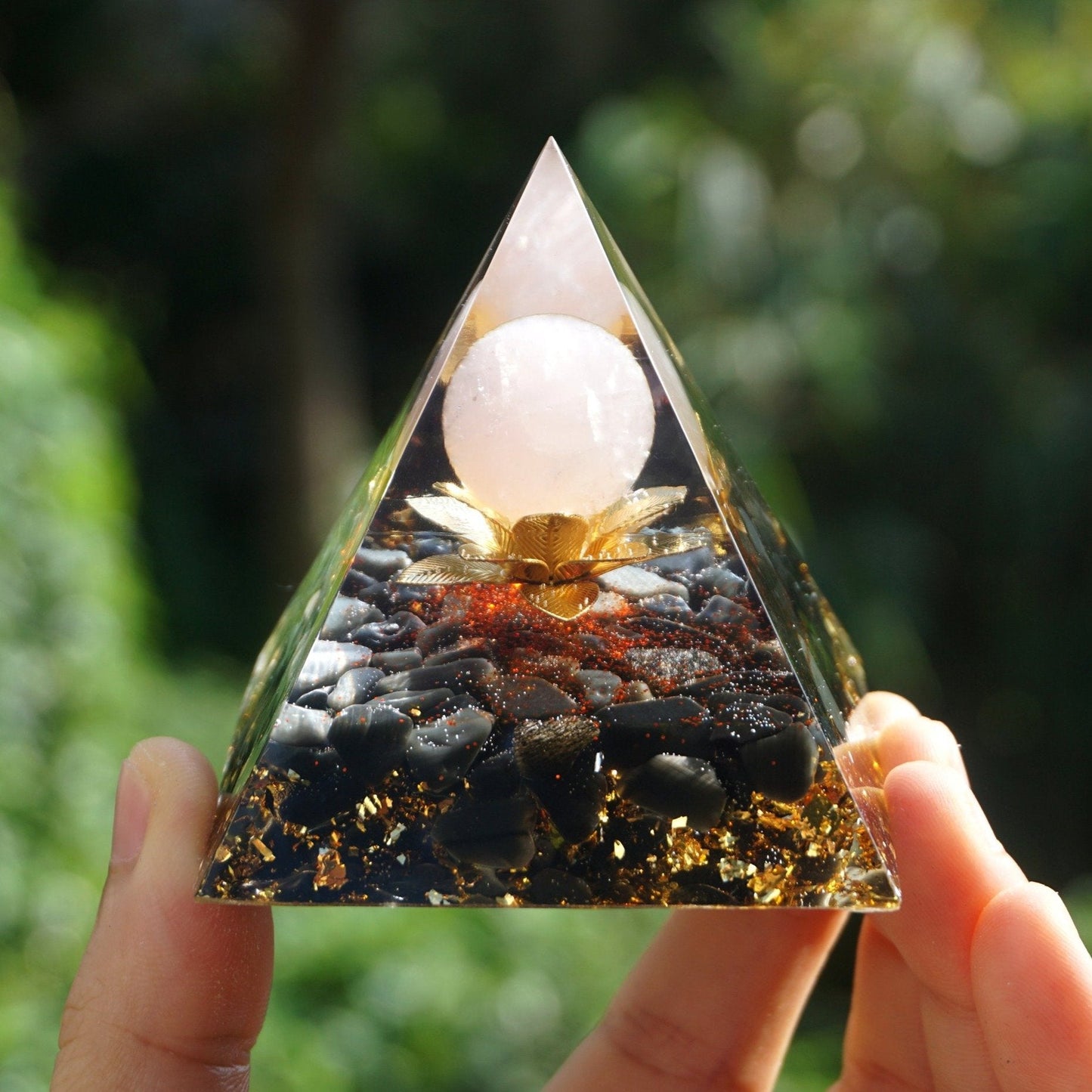 Rose Quartz Obsidian Pyramid