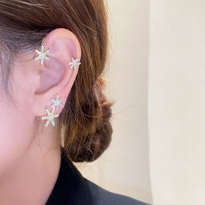 The Angela Snowflake Cuff Earrings