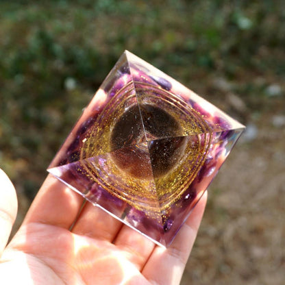 Smoky Quartz Amethyst Obsidian Reiki Energy Pyramid