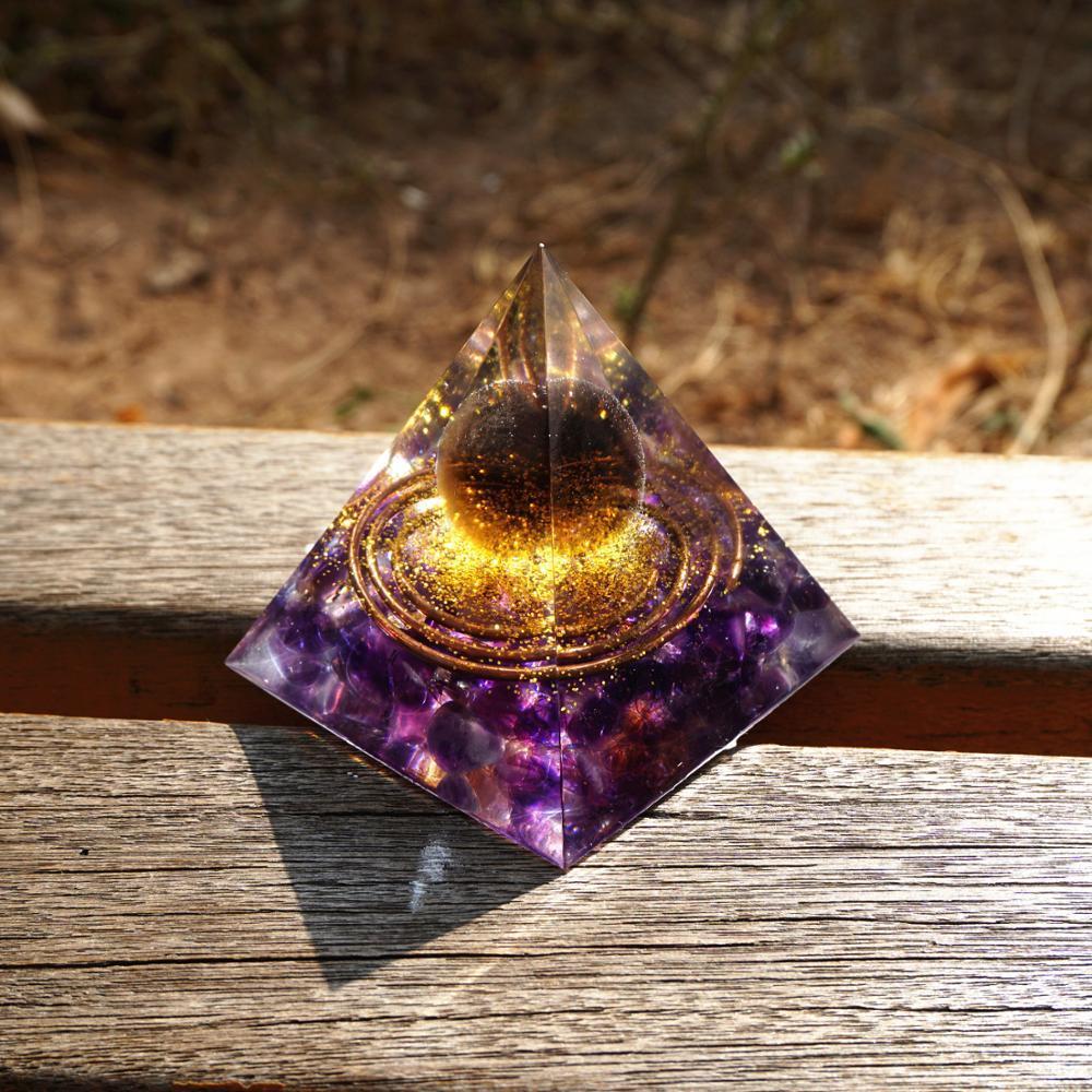 Smoky Quartz Amethyst Obsidian Reiki Energy Pyramid