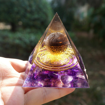 Smoky Quartz Amethyst Obsidian Reiki Energy Pyramid