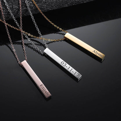 Engraved 3D Bar Necklace