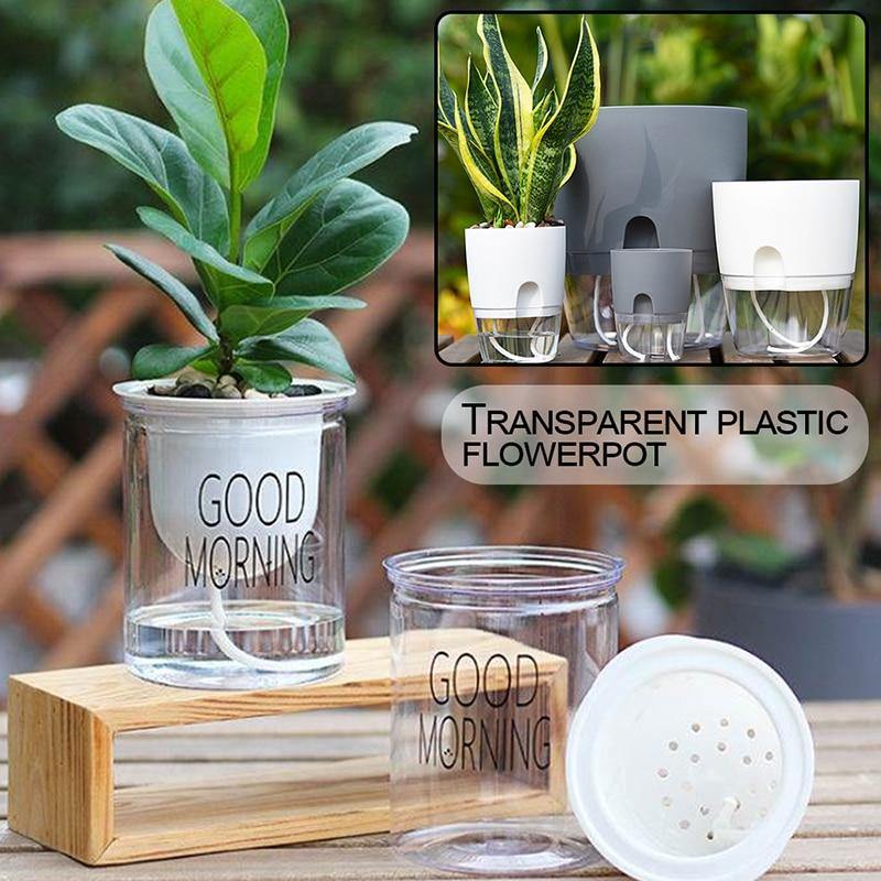 2-Layer Plant Pot Self-watering Pots with Water Container Round Decorative Flower Pot and planter for Garden and Home Decoration