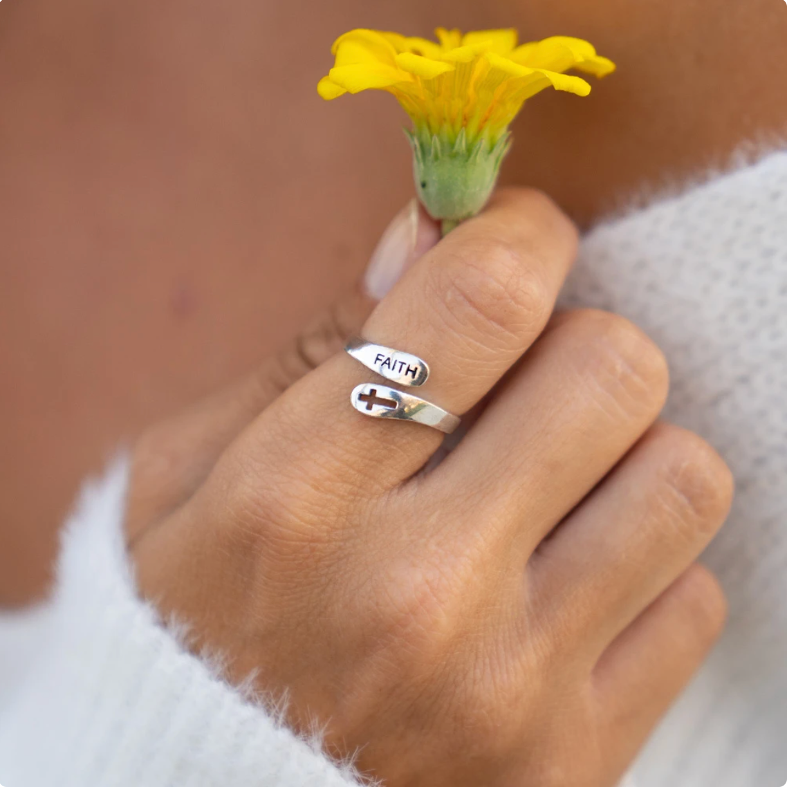 [$39 OFF] - Adjustable Pure Silver Faith Ring - Low in Stock